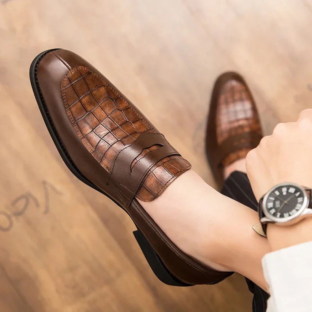 Alviro Croc Panel Loafers