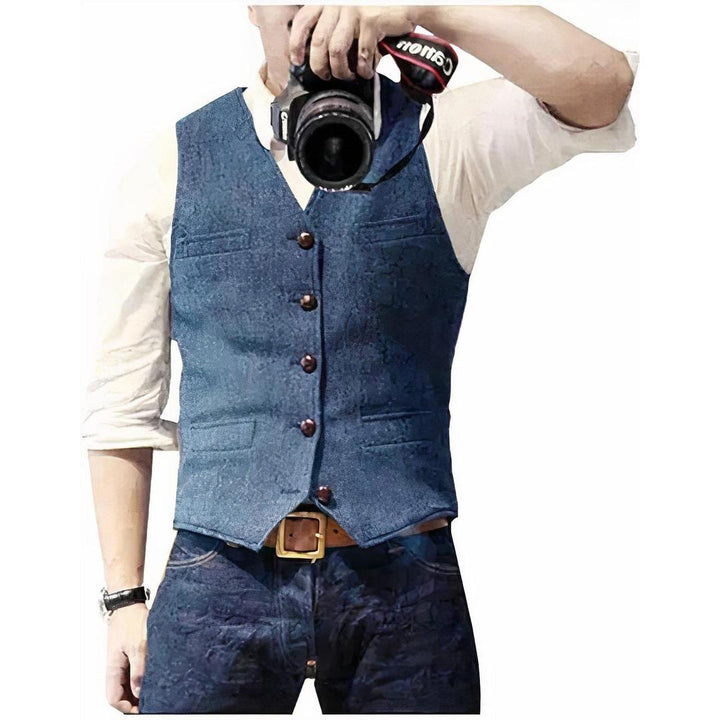 Ashcombe Herringbone Waistcoat with Welt Pockets