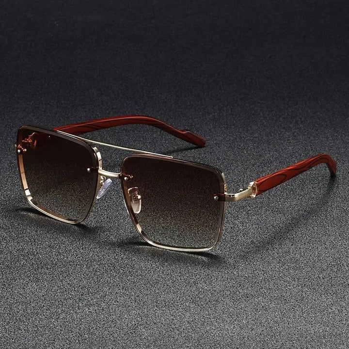 Bellmoor Square-Frame Sunglasses with Wood-Finish Arms