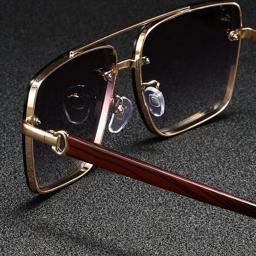 Bellmoor Square-Frame Sunglasses with Wood-Finish Arms