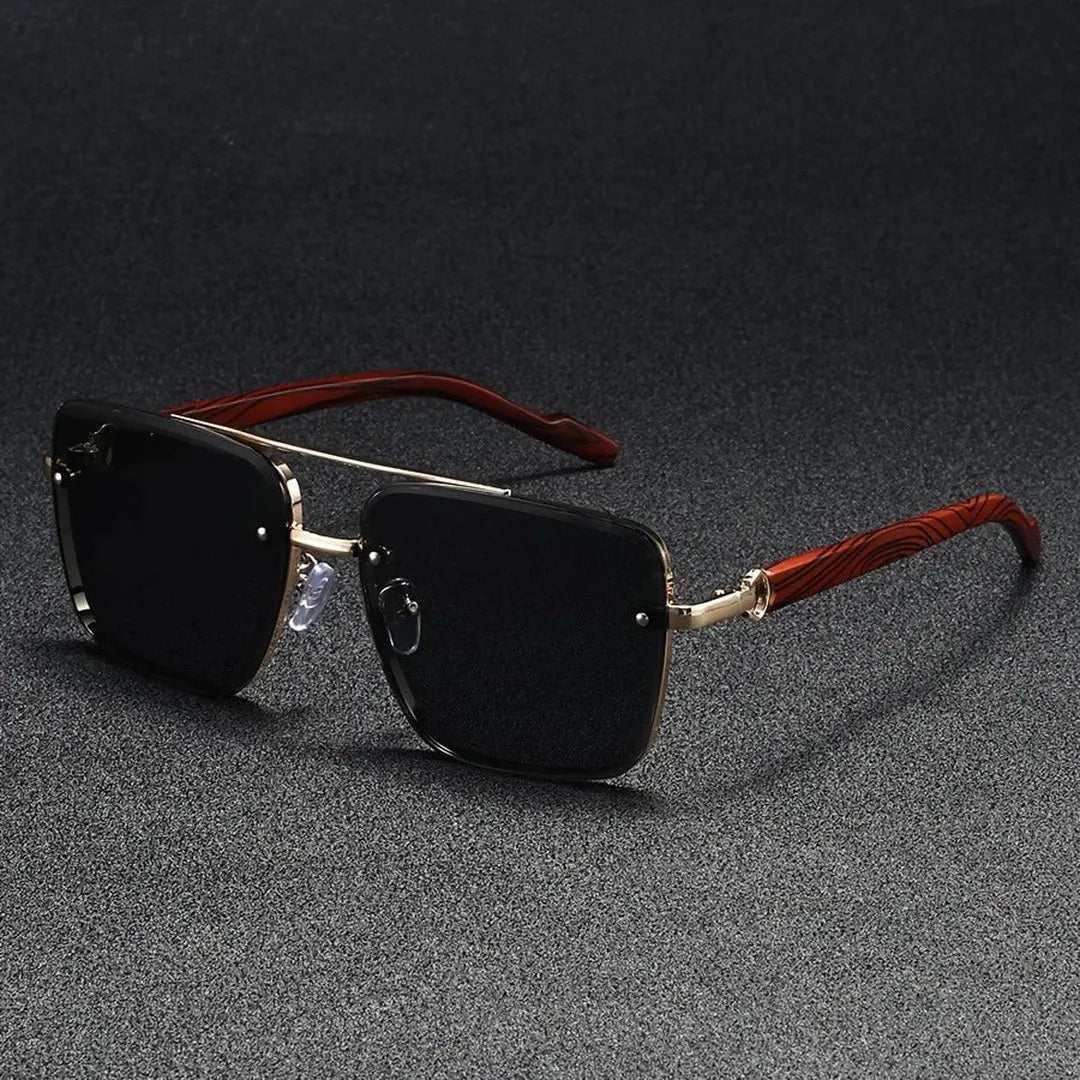 Bellmoor Square-Frame Sunglasses with Wood-Finish Arms