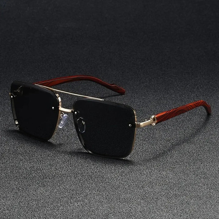 Bellmoor Square-Frame Sunglasses with Wood-Finish Arms
