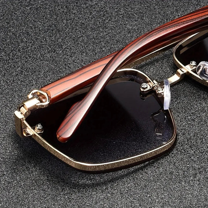 Bellmoor Square-Frame Sunglasses with Wood-Finish Arms