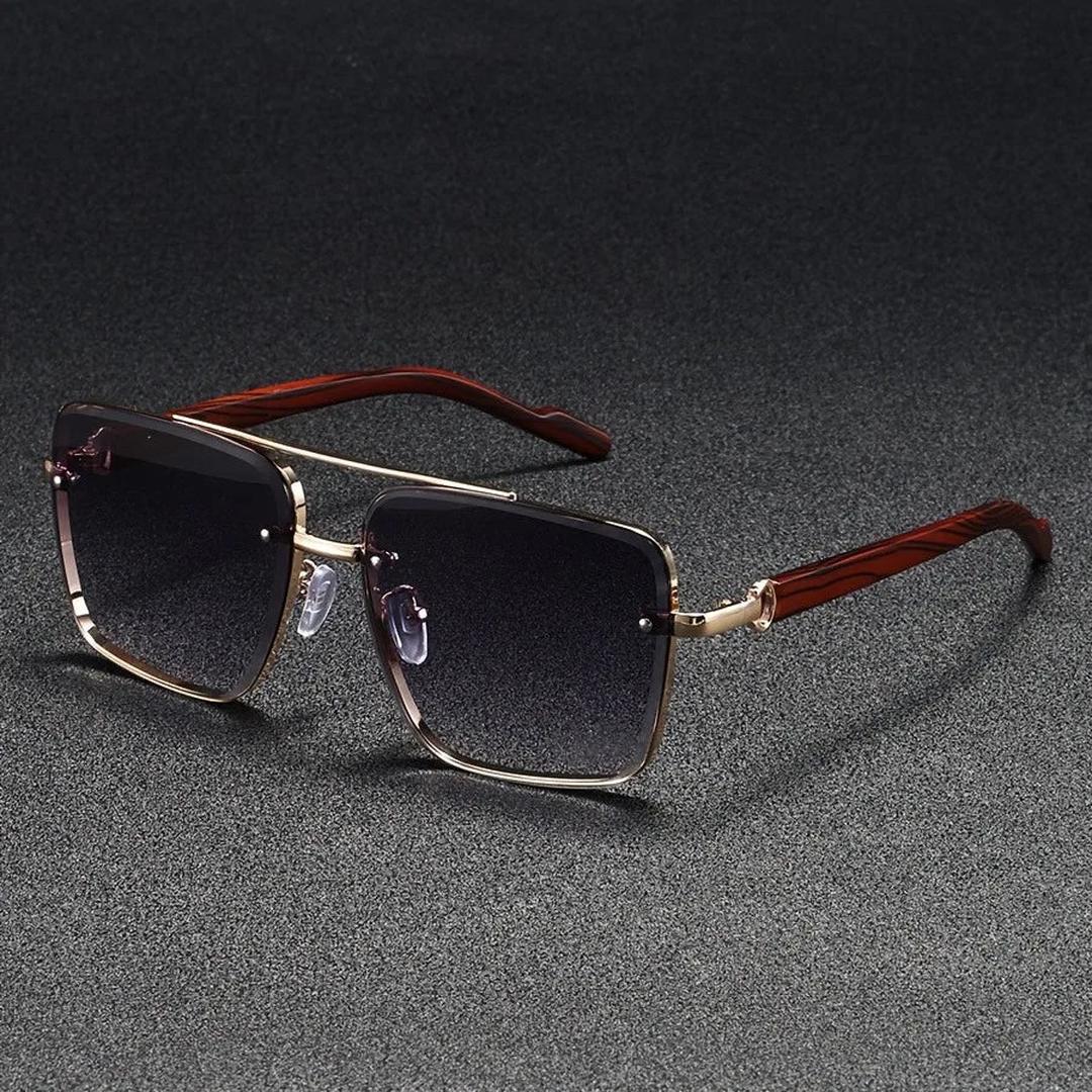Bellmoor Square-Frame Sunglasses with Wood-Finish Arms