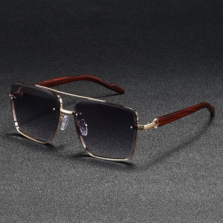 Bellmoor Square-Frame Sunglasses with Wood-Finish Arms