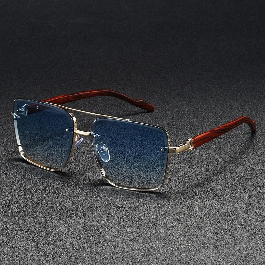 Bellmoor Square-Frame Sunglasses with Wood-Finish Arms