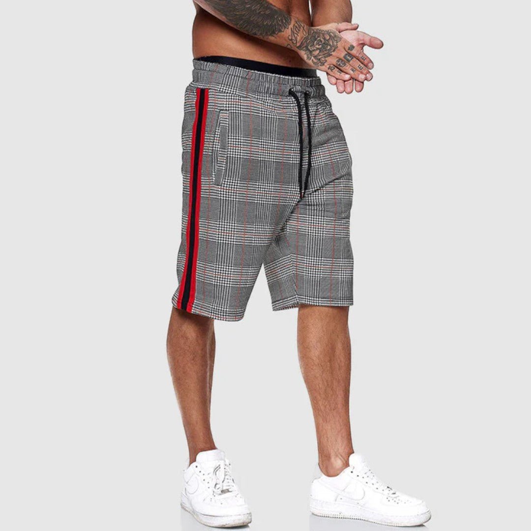 Calder Side Stripe Plaid Shorts