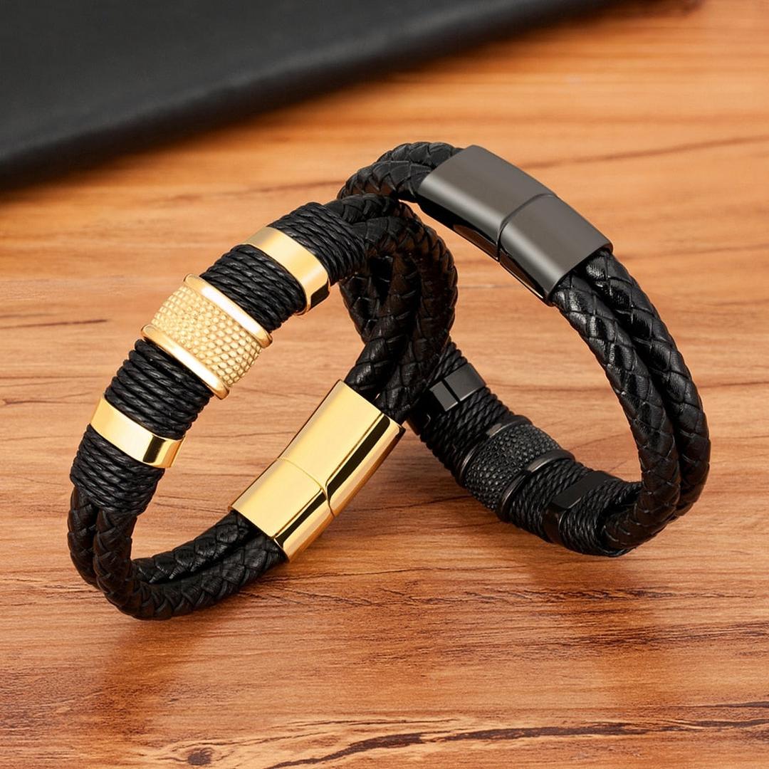 Corvin Braided Leather Bracelet with Magnetic Clasp