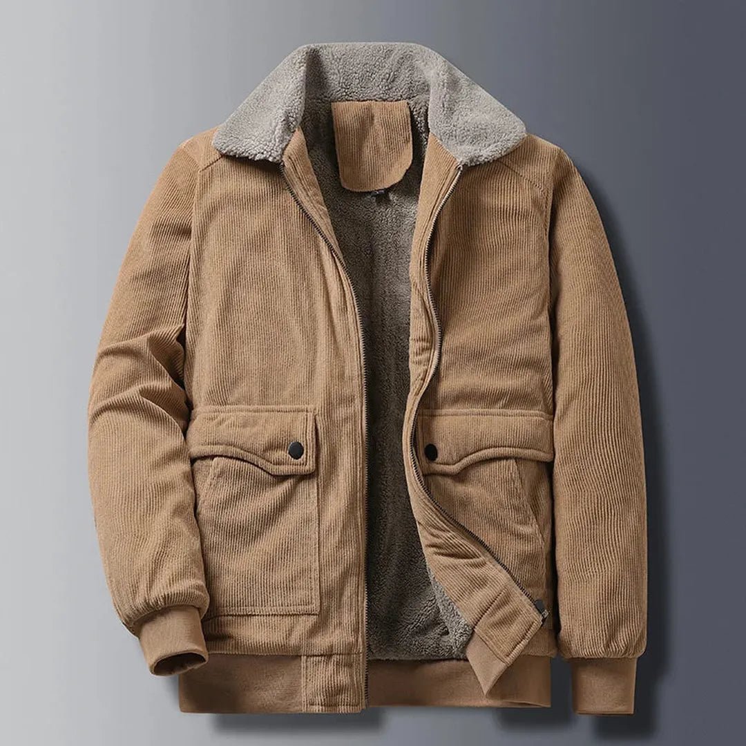Dalton Zip-Front Corduroy Jacket with Fleece Lining