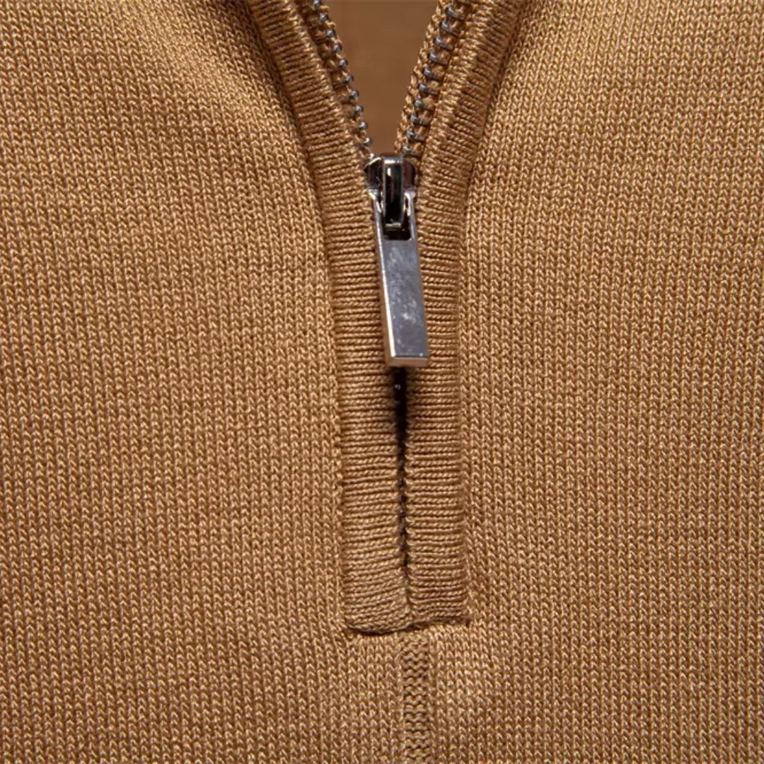 Emerson Zip-Neck Polo with Striped Sleeve Trim