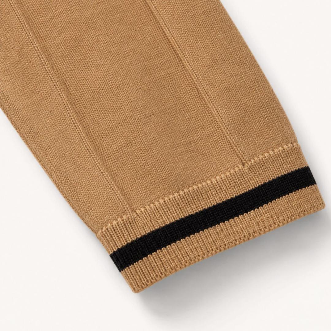 Emerson Zip-Neck Polo with Striped Sleeve Trim