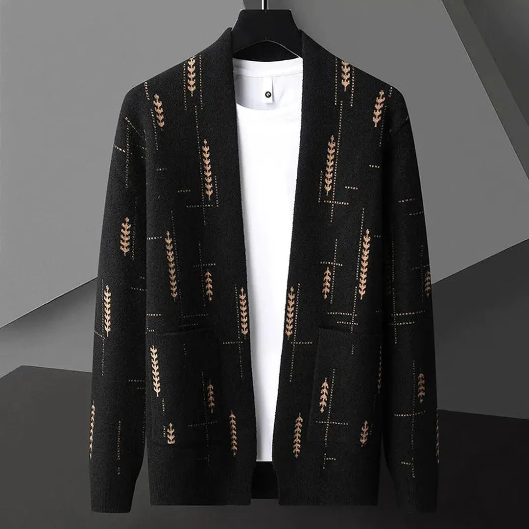 Harrow Knit Cardigan with Heritage Print