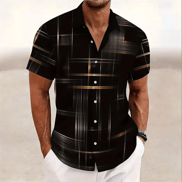 Marchetti 3D Geometric Plaid Button Shirt