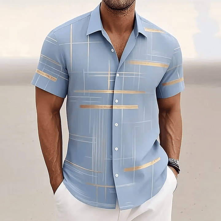 Marchetti 3D Geometric Plaid Button Shirt
