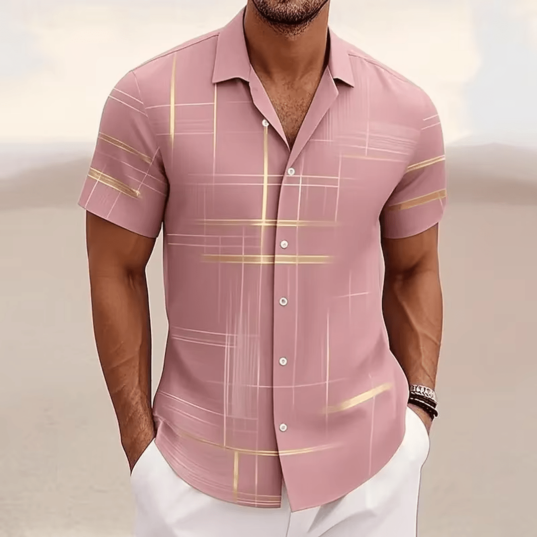 Marchetti 3D Geometric Plaid Button Shirt