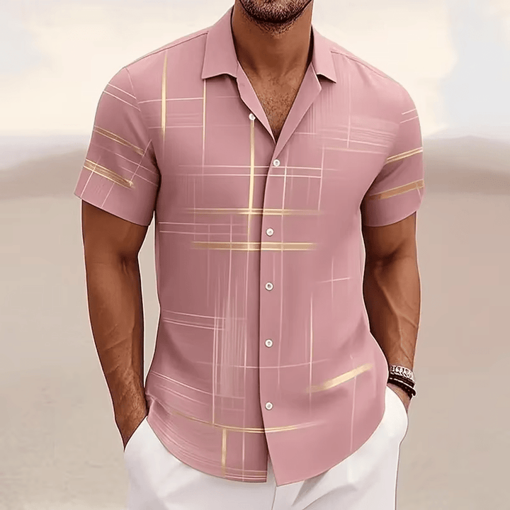 Marchetti 3D Geometric Plaid Button Shirt