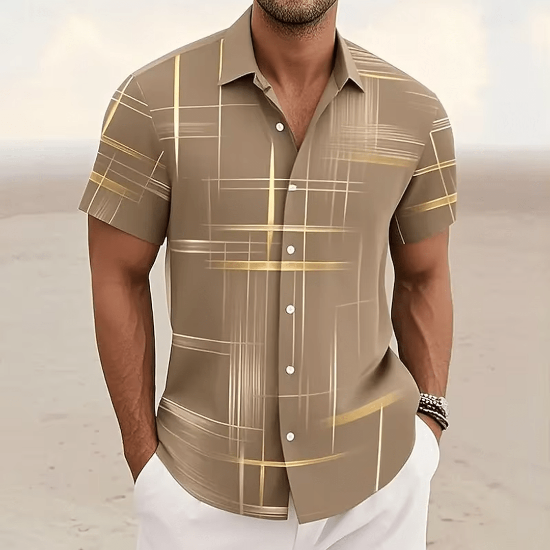 Marchetti 3D Geometric Plaid Button Shirt