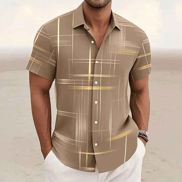 Marchetti 3D Geometric Plaid Button Shirt