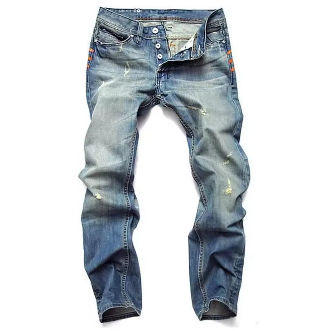 Marchmont Distressed Straight-Leg Jeans