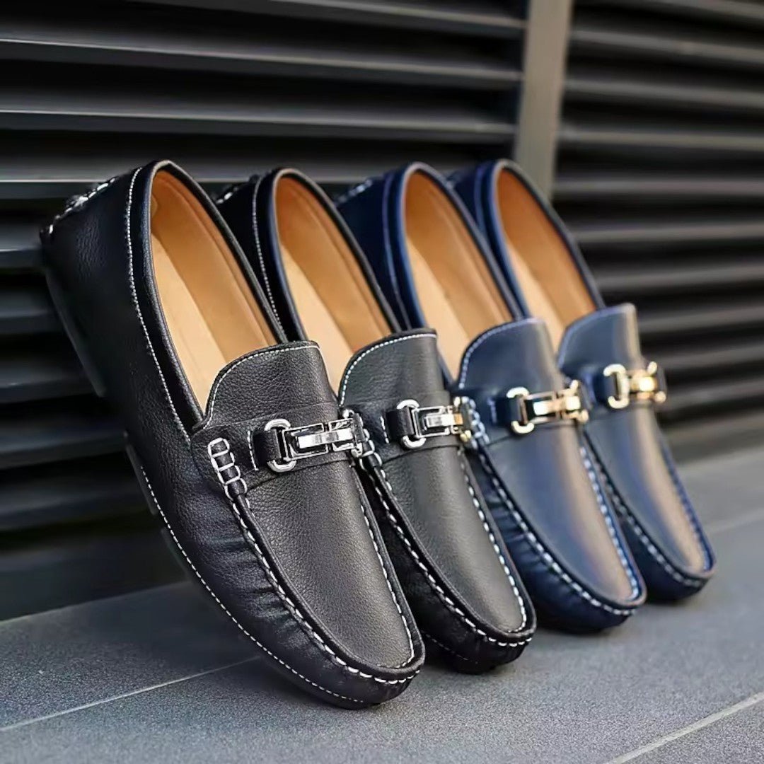 Slip-On Loafers with Metal Clasp