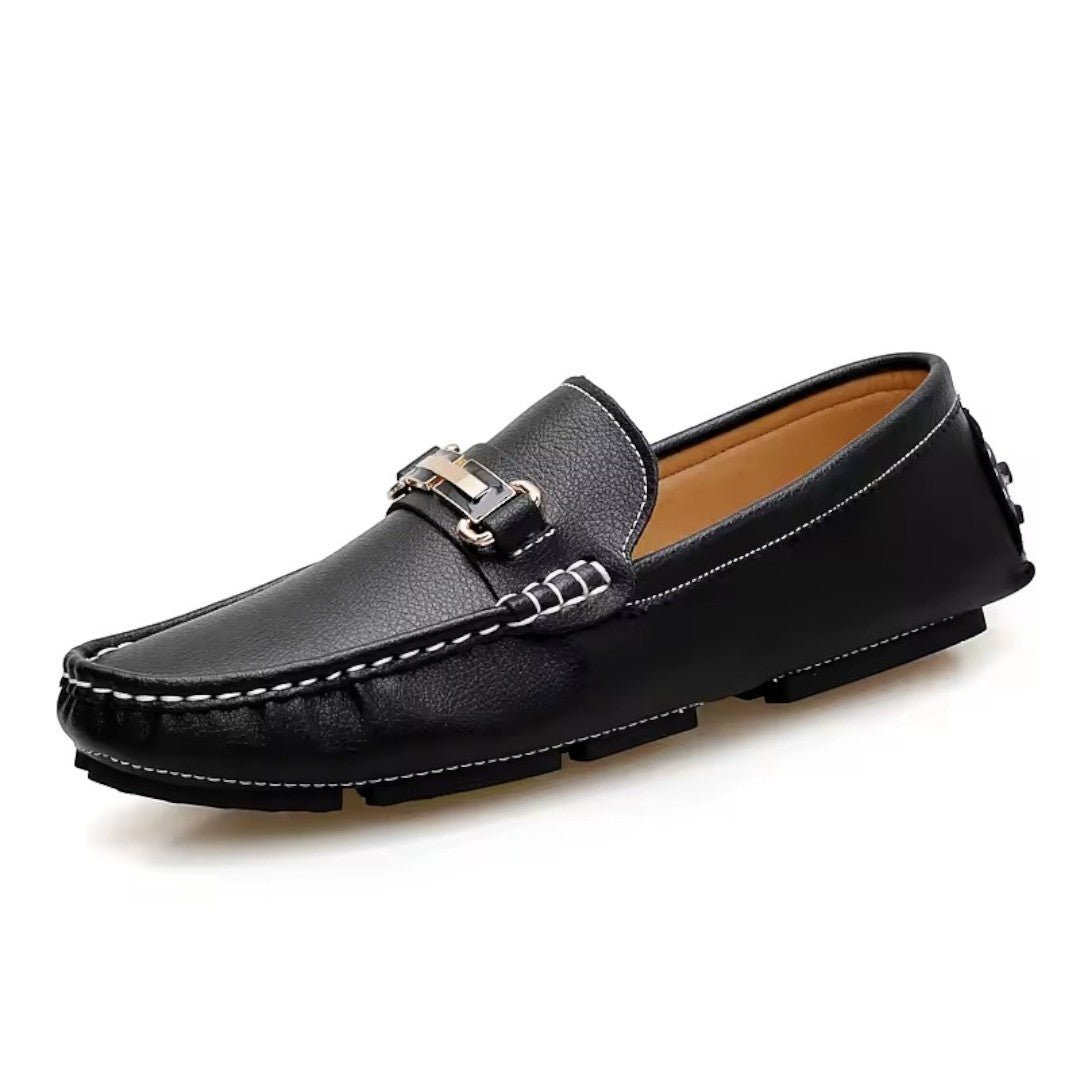 Slip-On Loafers with Metal Clasp
