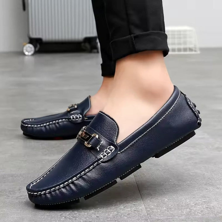Slip-On Loafers with Metal Clasp