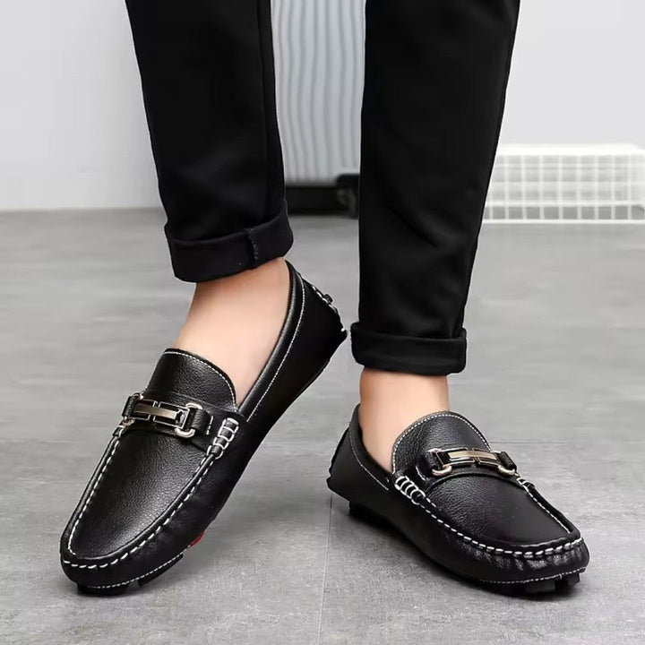Slip-On Loafers with Metal Clasp