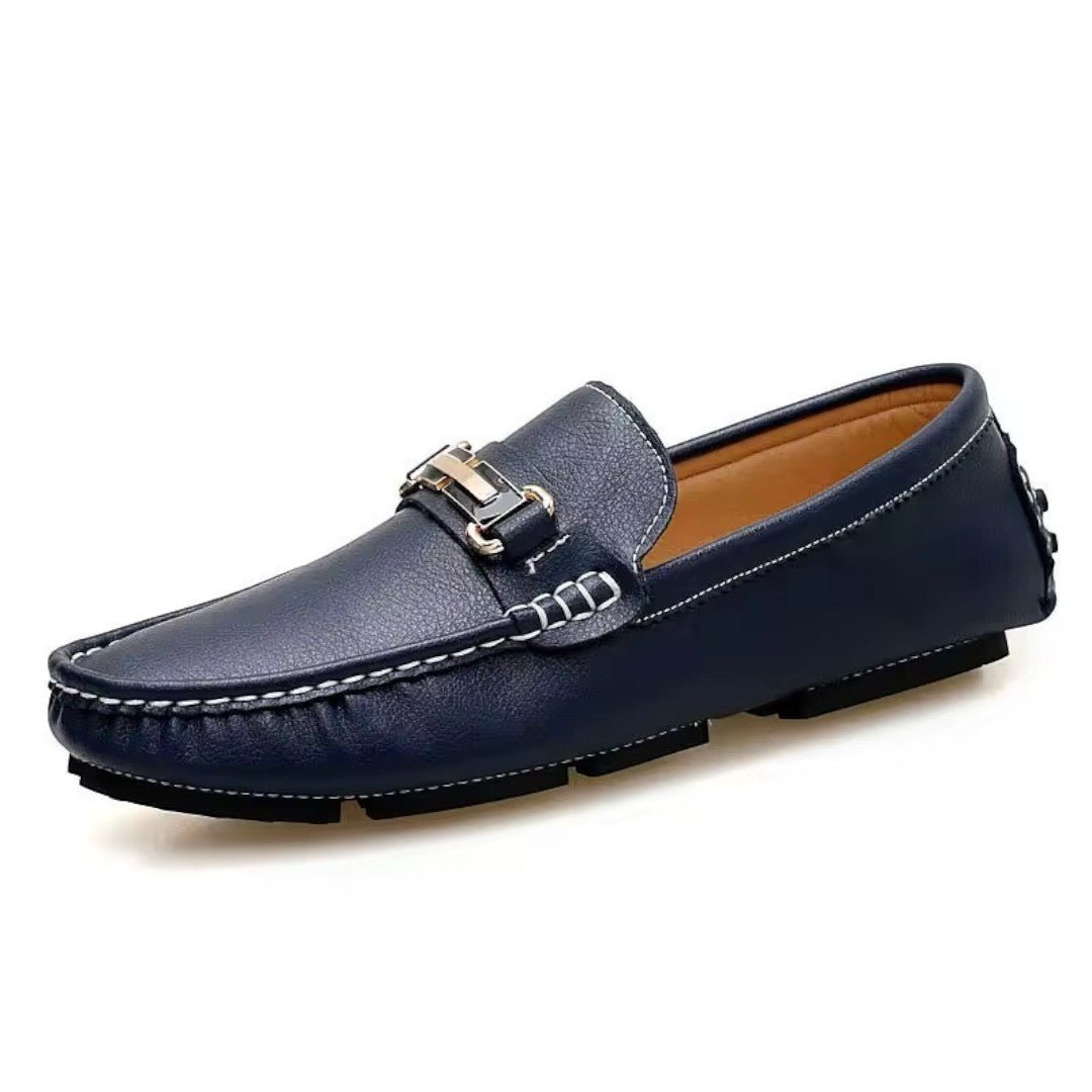 Slip-On Loafers with Metal Clasp