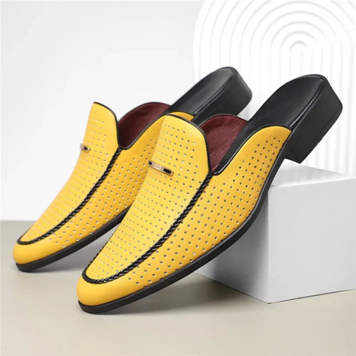 Slip-On Mule Loafers with Perforated Upper