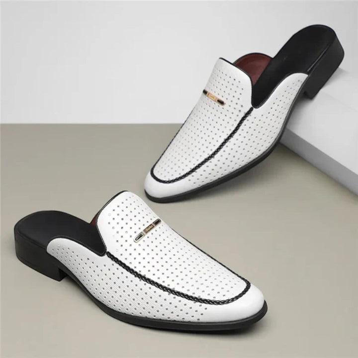 Slip-On Mule Loafers with Perforated Upper