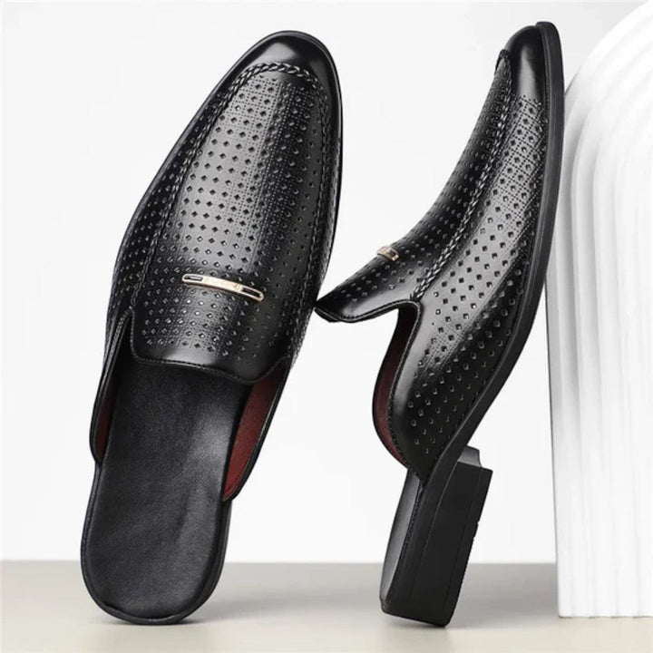Slip-On Mule Loafers with Perforated Upper