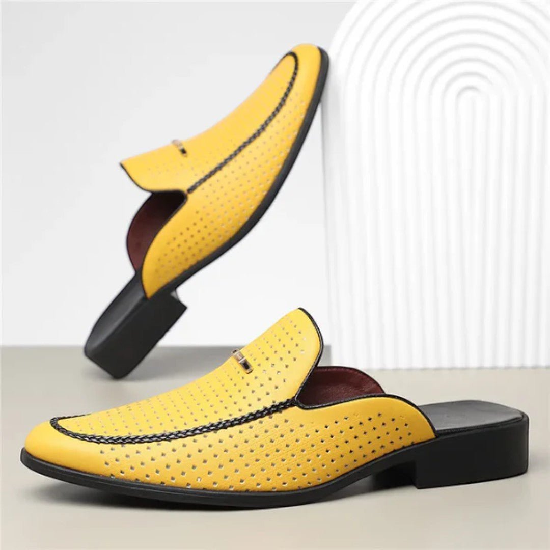 Slip-On Mule Loafers with Perforated Upper