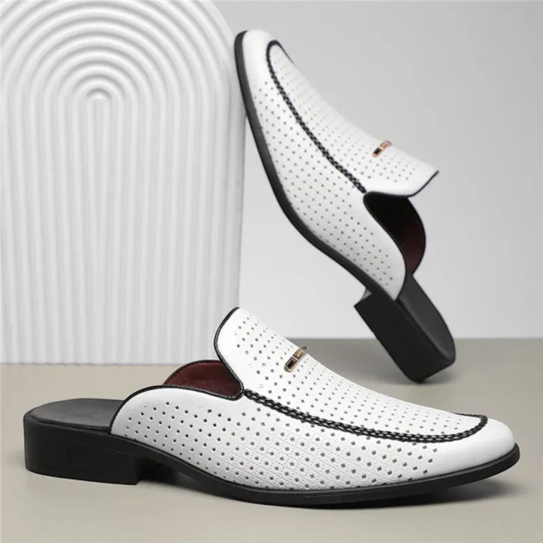 Slip-On Mule Loafers with Perforated Upper