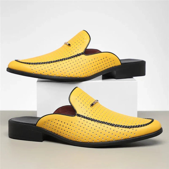 Slip-On Mule Loafers with Perforated Upper
