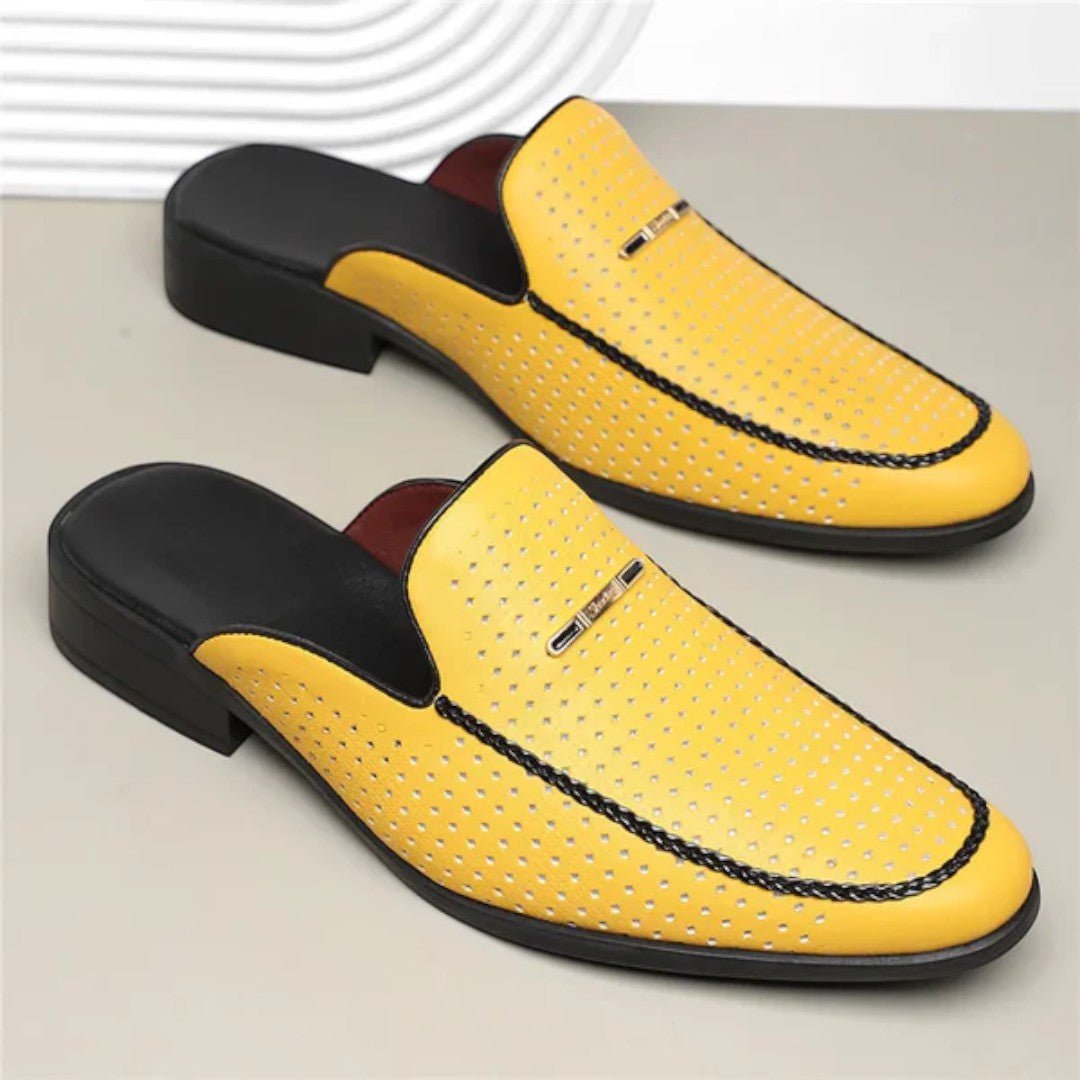 Slip-On Mule Loafers with Perforated Upper