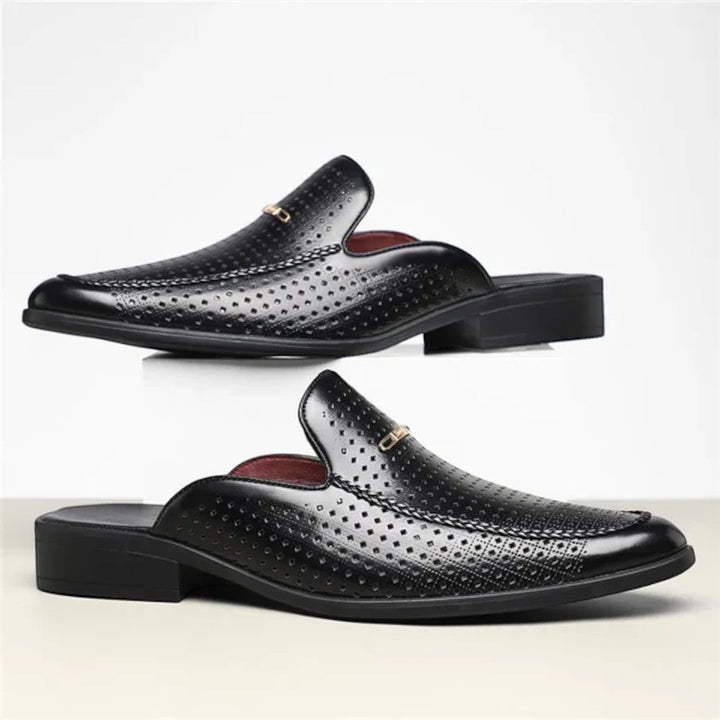 Slip-On Mule Loafers with Perforated Upper