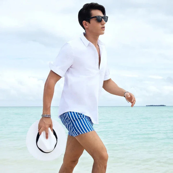Striped Swim Shorts with Drawstring Waist