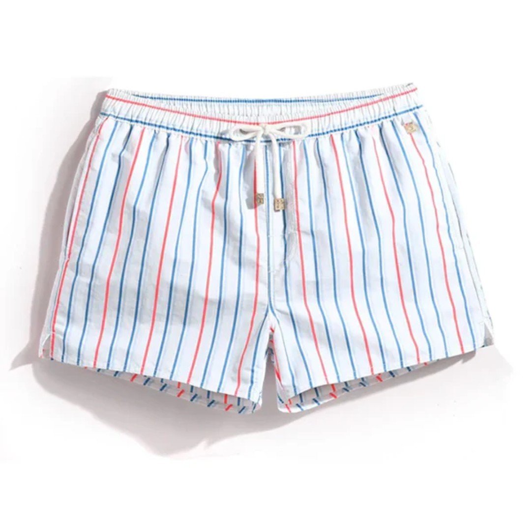 Striped Swim Shorts with Drawstring Waist